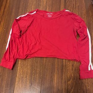 red long sleeve crop top
